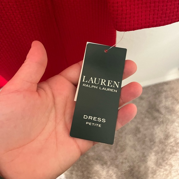 Lauren Ralph Lauren Red Dobby Fit & Flare Dress - Picture 8 of 10